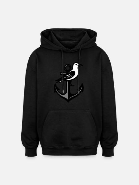 Anker Möwe - Oversized Unisex Hoodie - Schwarz