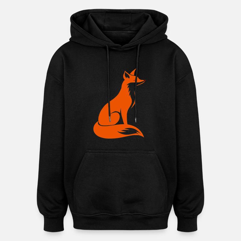 Renard - Sweat à capuche oversize unisexe - noir