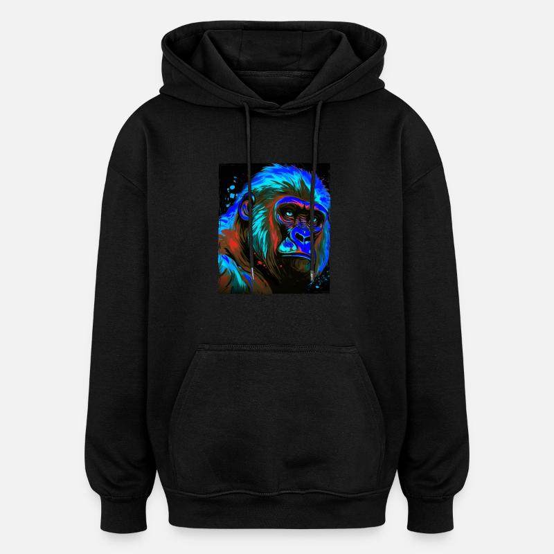 Portrait de gorille - Sweat à capuche oversize unisexe - noir