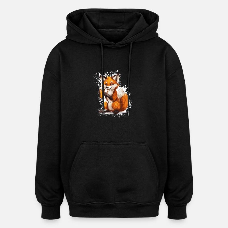 Fuchs Bier Lustig - Oversized Unisex Hoodie - Schwarz