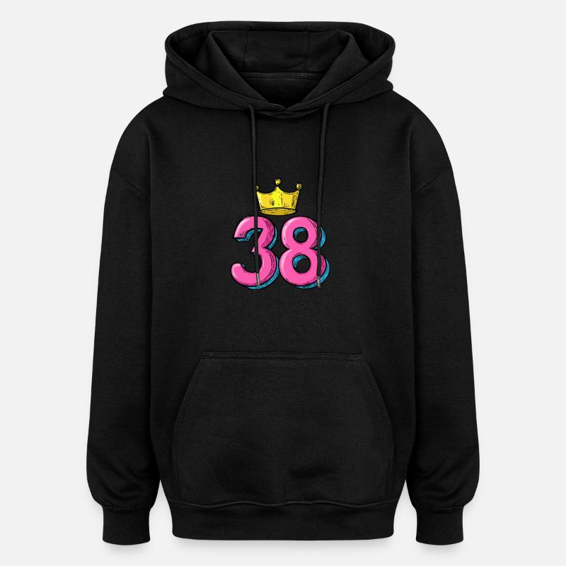 38 Number Krone - Oversized Unisex Hoodie - black