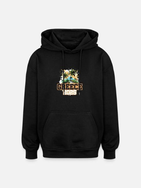 Greece 2025 Palm Trees - Oversized Unisex Hoodie - black