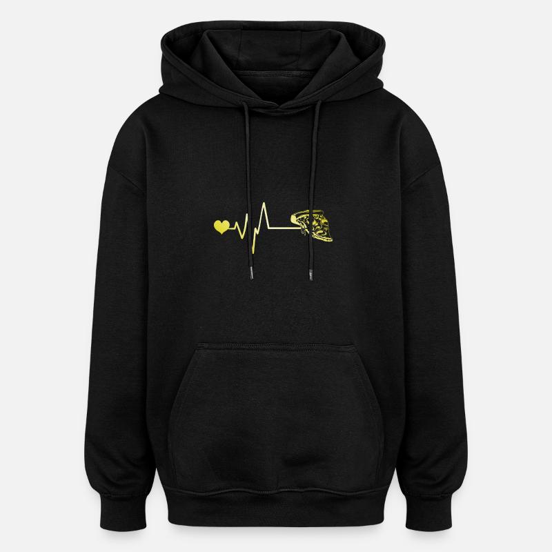 Pizza Puls Herz Liebe - Oversized Unisex Hoodie - Schwarz