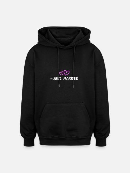Just Married Wedding Heart - Oversized Unisex Hoodie - black