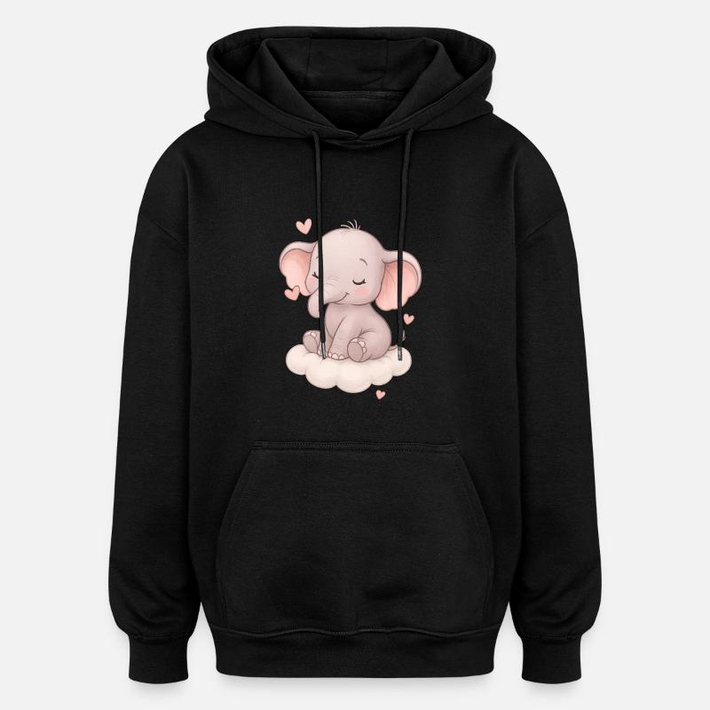 Mignon bébé éléphant - Sweat à capuche oversize unisexe - noir
