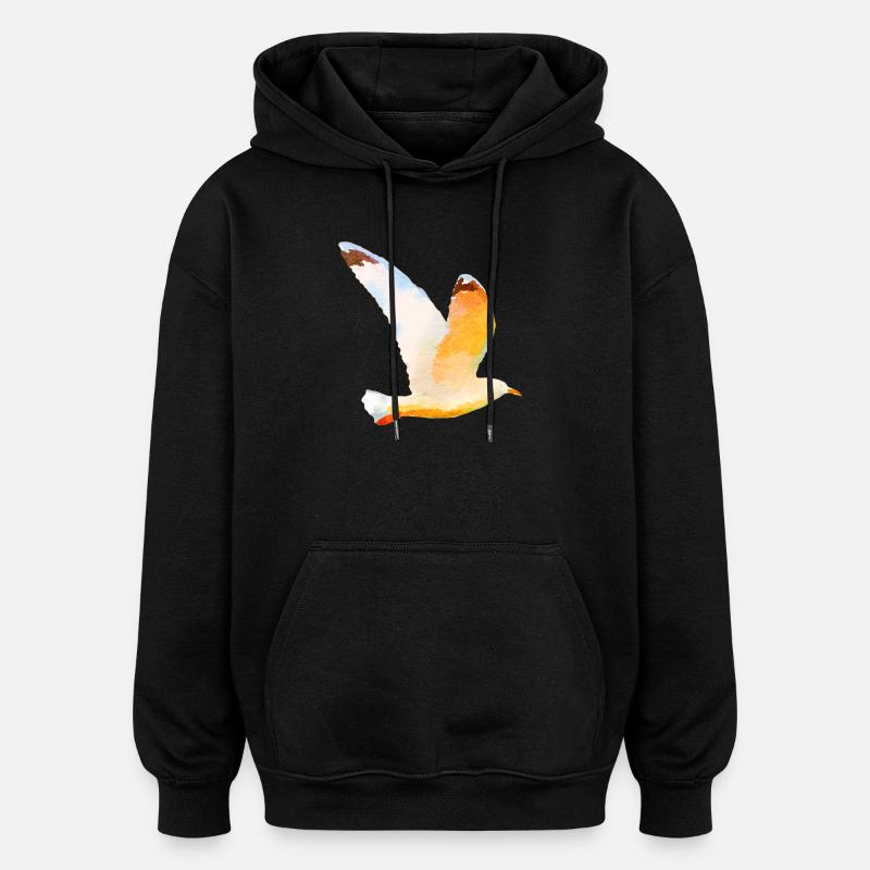 mouette - Sweat à capuche oversize unisexe - noir