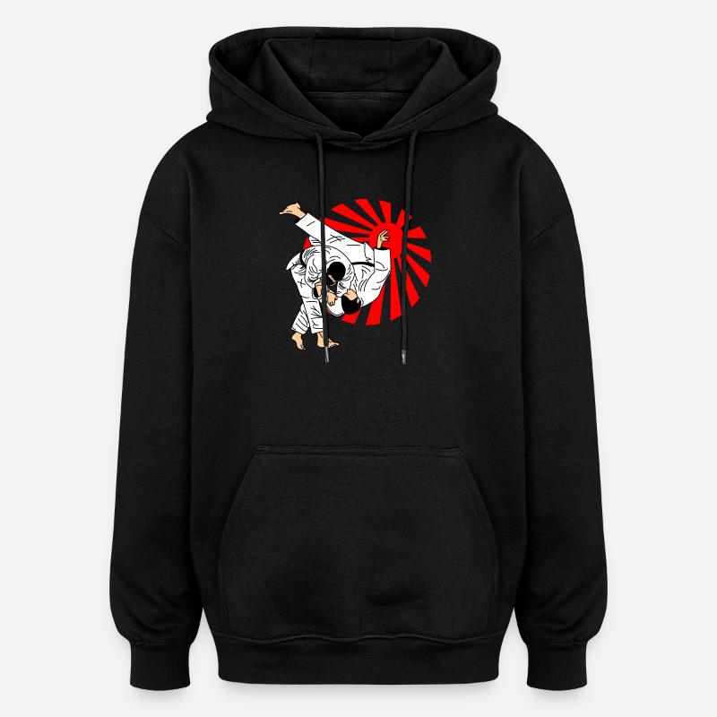 Judowurf mit japanischer Sonneneinstrahlung - Oversized Unisex Hoodie - Schwarz