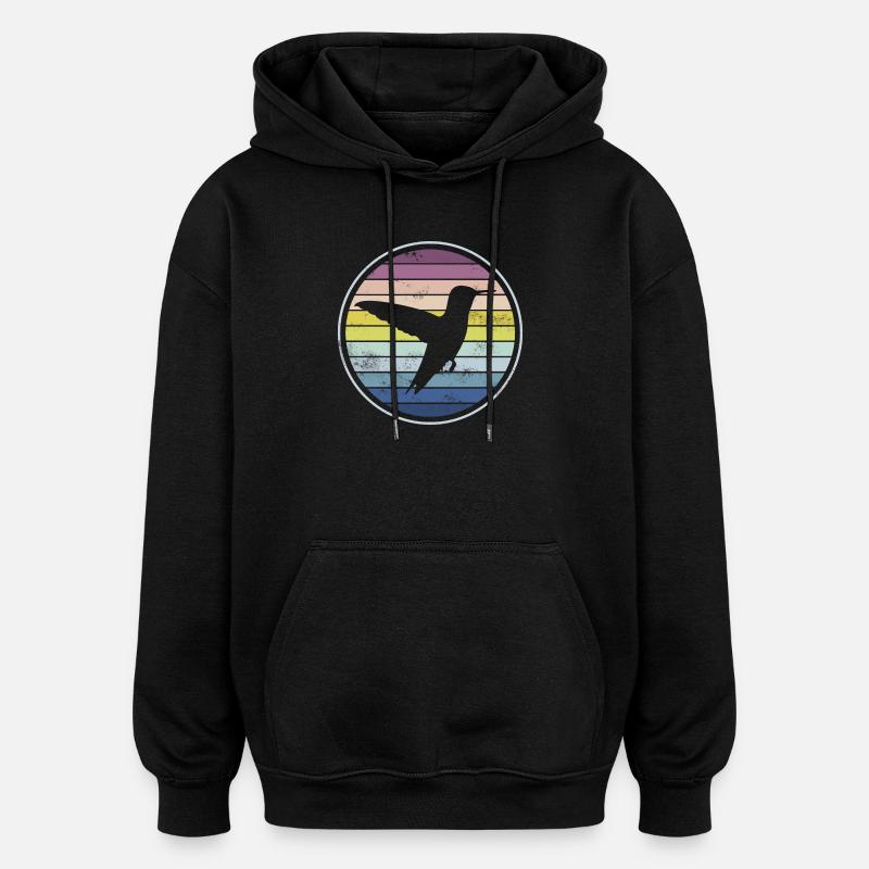 Kolibri - Oversized Unisex Hoodie - Schwarz