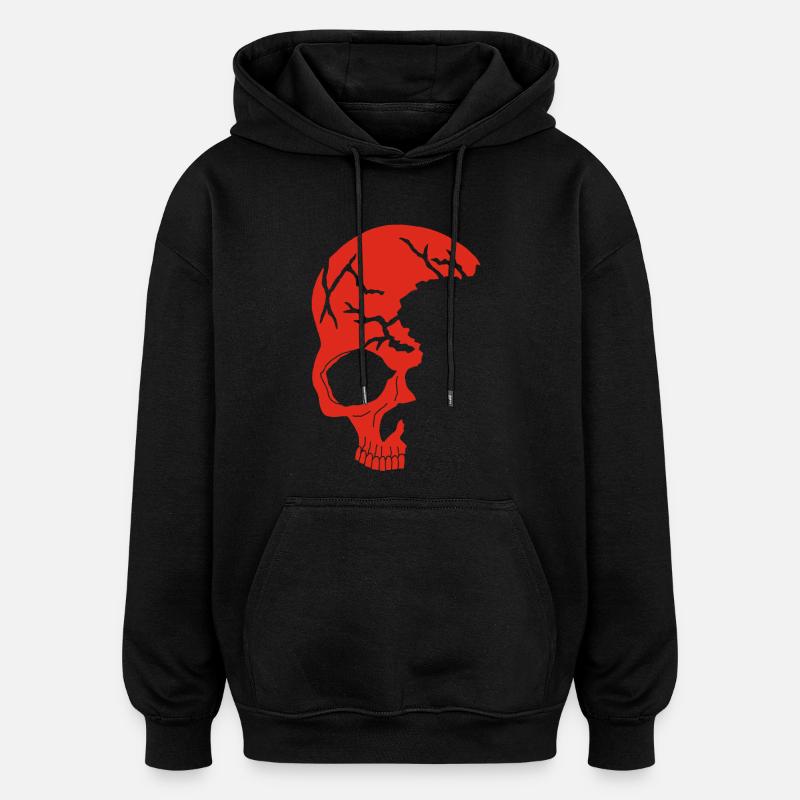 Roter Halbschädel - Oversized Unisex Hoodie - Schwarz