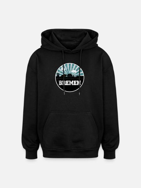 Bremen Skyline Blue Hour - Oversized Unisex Hoodie - black