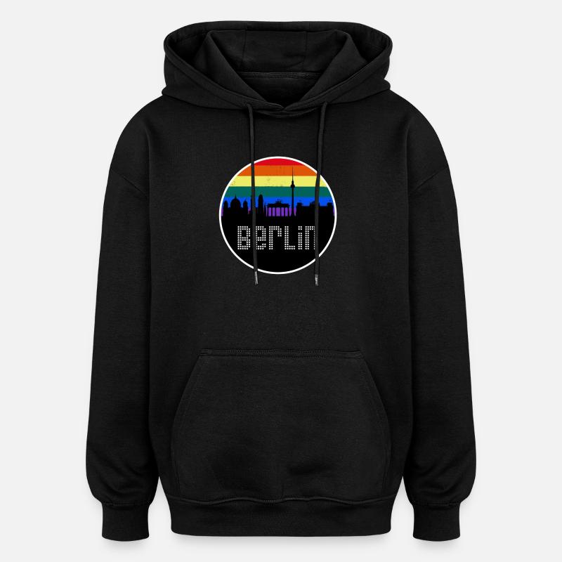 Berlin Skyline Arc-en-ciel - Sweat à capuche oversize unisexe - noir