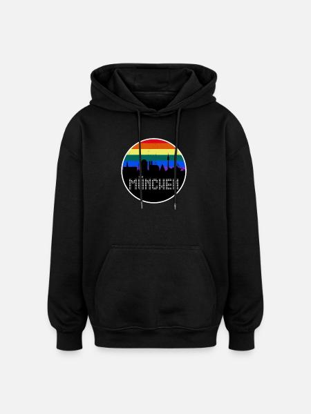 Munich Skyline Rainbow - Oversized Unisex Hoodie - black