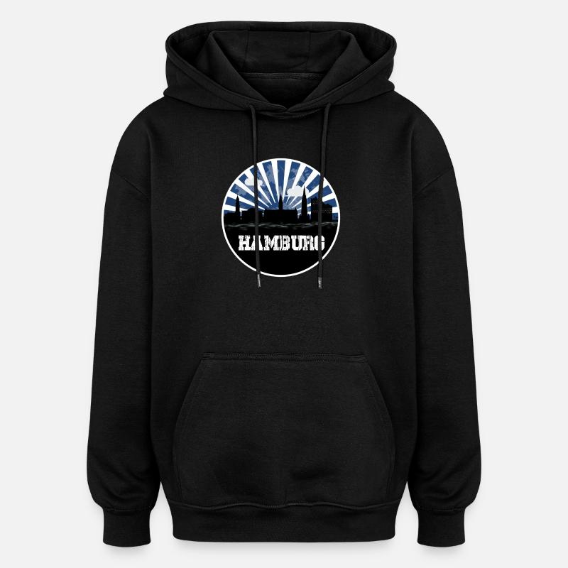 Hambourg Home Game Skyline - Sweat à capuche oversize unisexe - noir