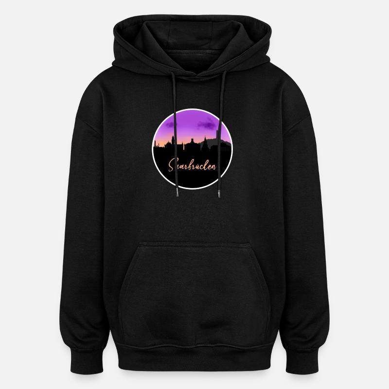 Saarbrücken Fineline Skyline - Sweat à capuche oversize unisexe - noir