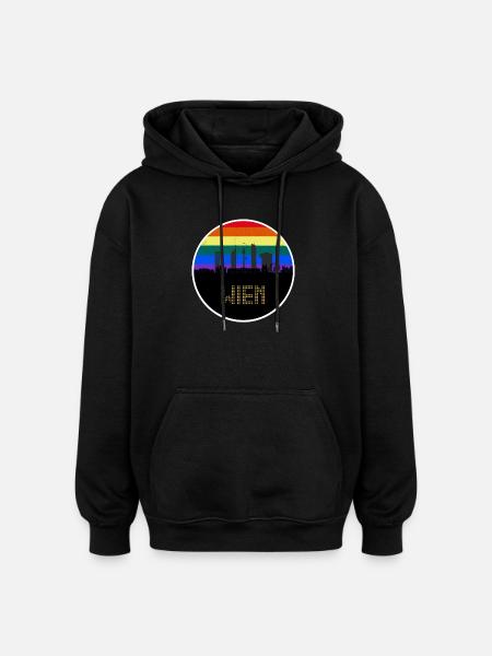 Wien Regebogen Skyline - Oversized Unisex Hoodie - Schwarz