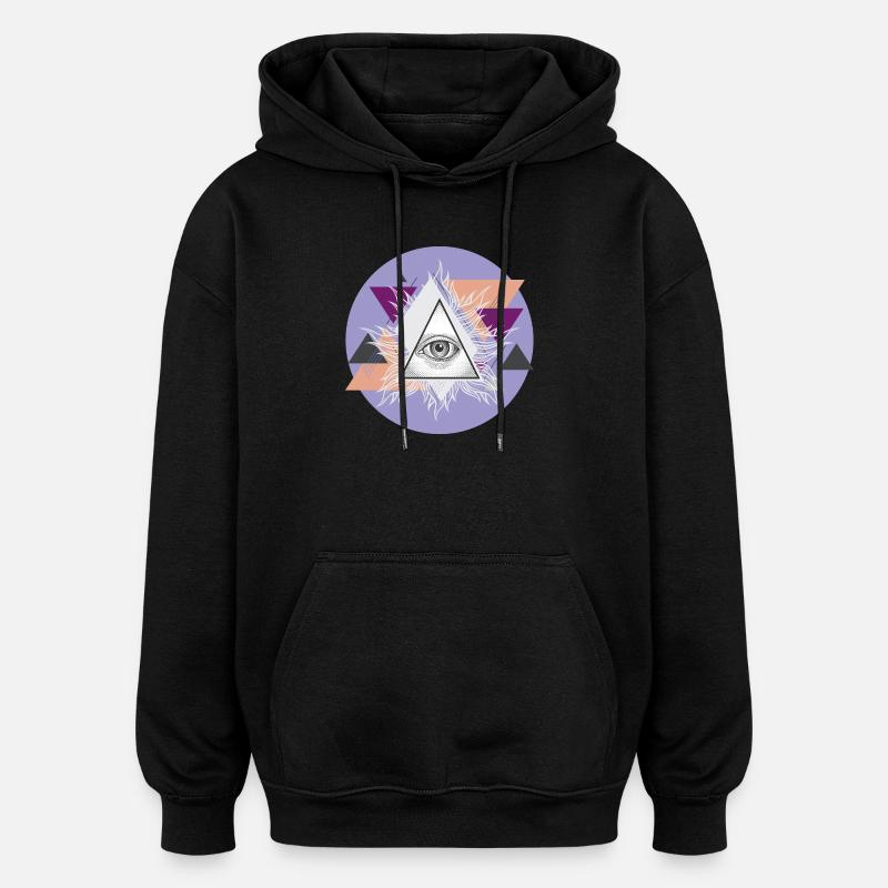 Oeil triangulaire géométrique avec auras - Sweat à capuche oversize unisexe - noir