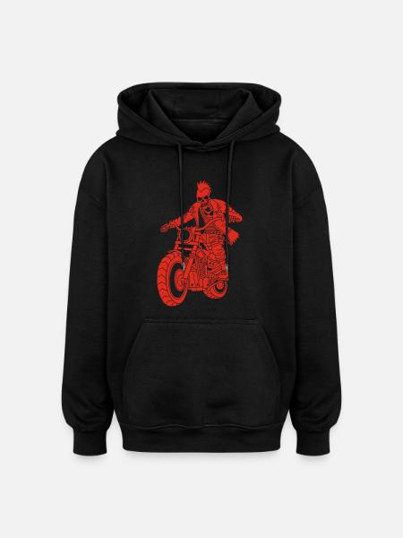 The Red Biker from Hell - Oversized Unisex Hoodie - black