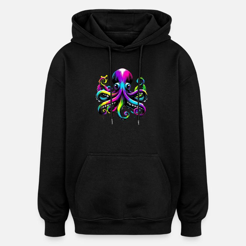 Octopus - Oversized Unisex Hoodie - black