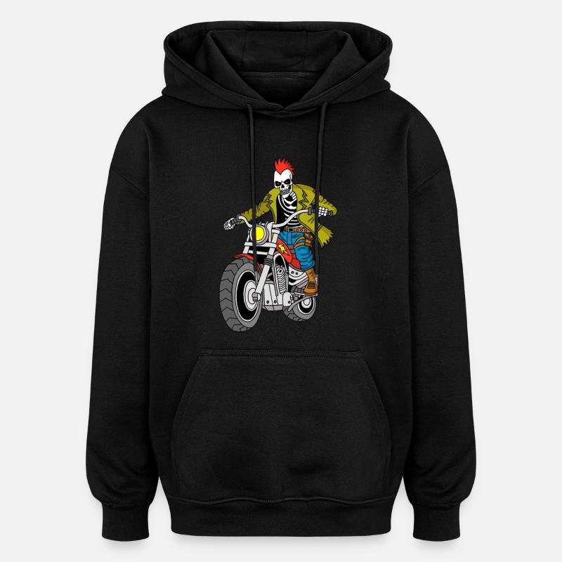 Le motard de l'enfer - Sweat à capuche oversize unisexe - noir