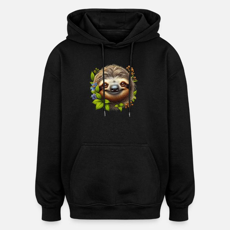 Faultier - Oversized Unisex Hoodie - Schwarz