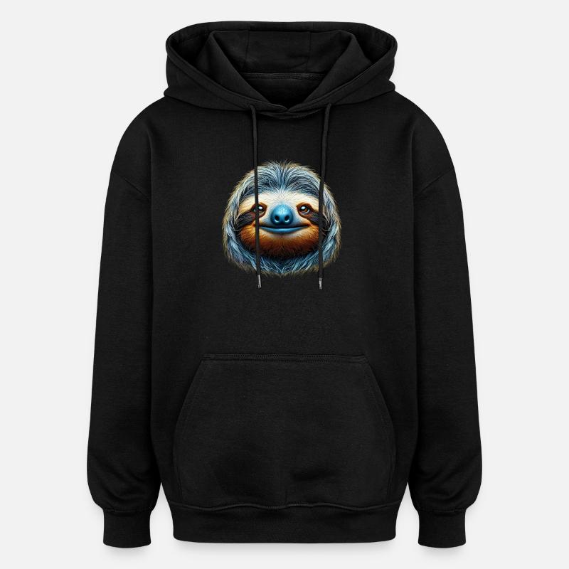 Faultier - Oversized Unisex Hoodie - Schwarz