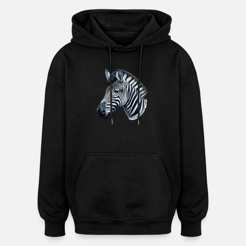 Zèbre - Sweat à capuche oversize unisexe - noir