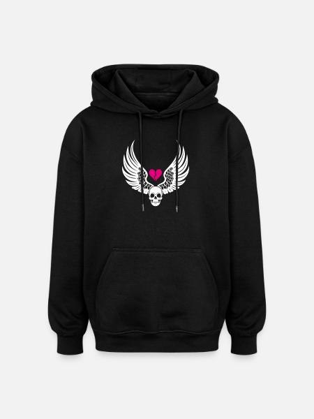 Skull Broken Heart Anti Valentine's Day - Oversized Unisex Hoodie - black