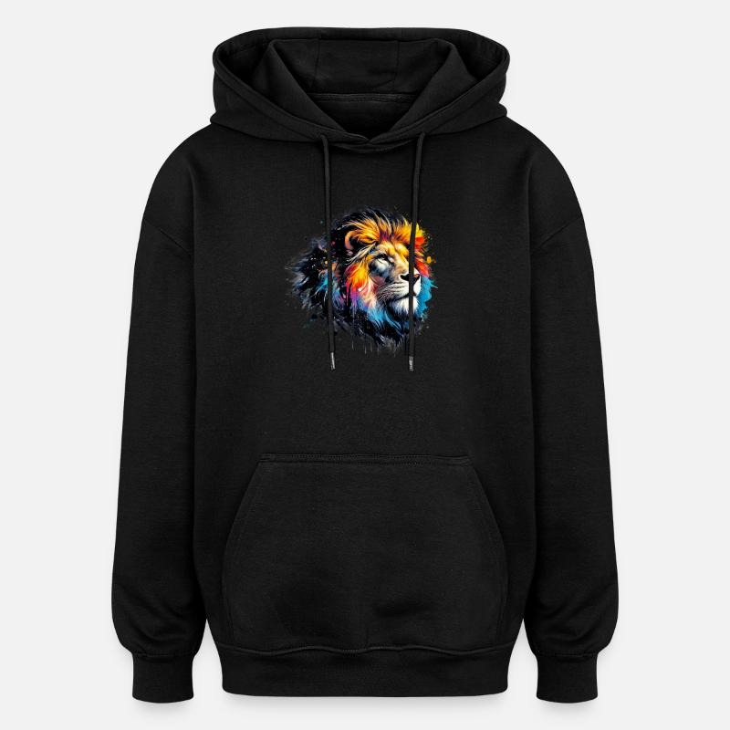 Lion - Sweat à capuche oversize unisexe - noir