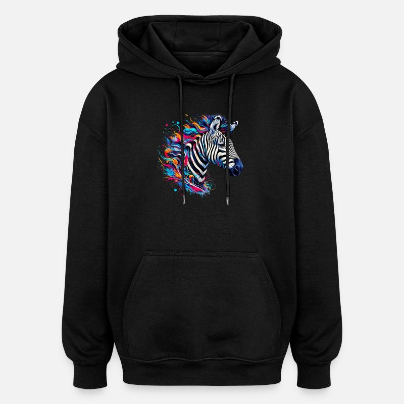 Zebra - Oversized Unisex Hoodie - black