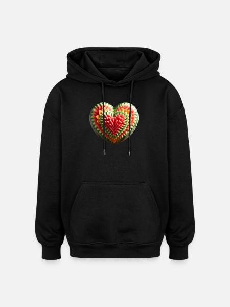 A melon heart - Oversized Unisex Hoodie - black