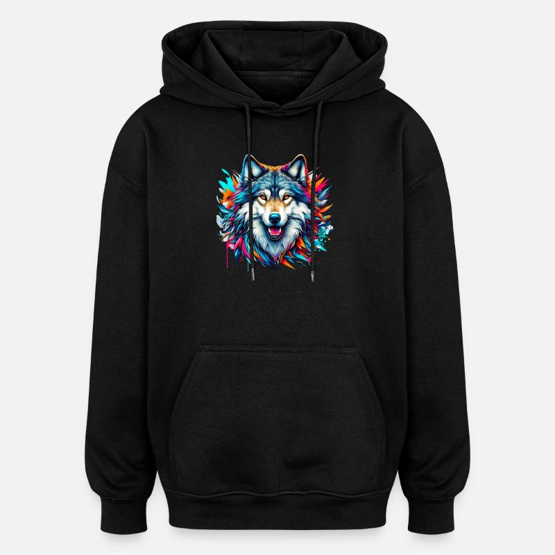 Loup - Sweat à capuche oversize unisexe - noir