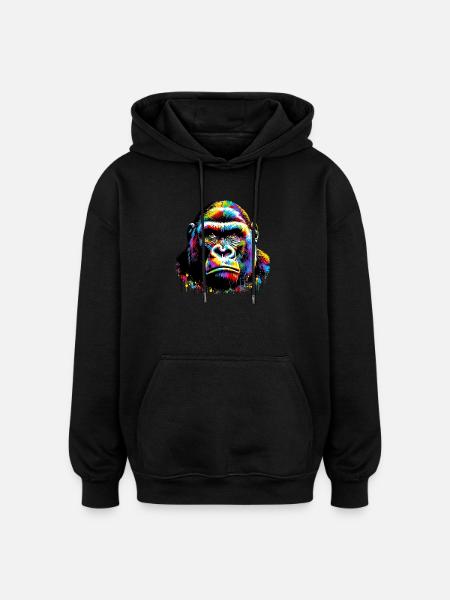 Gorille - Sweat à capuche oversize unisexe - noir