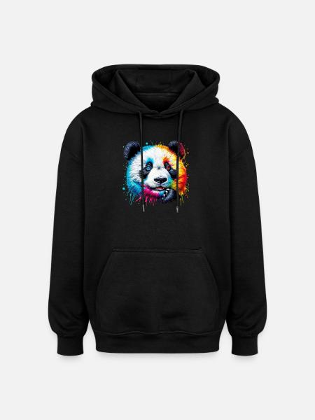 Panda - Oversized Unisex Hoodie - Schwarz