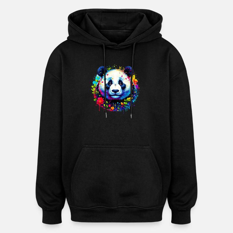 Panda - Oversized Unisex Hoodie - Schwarz