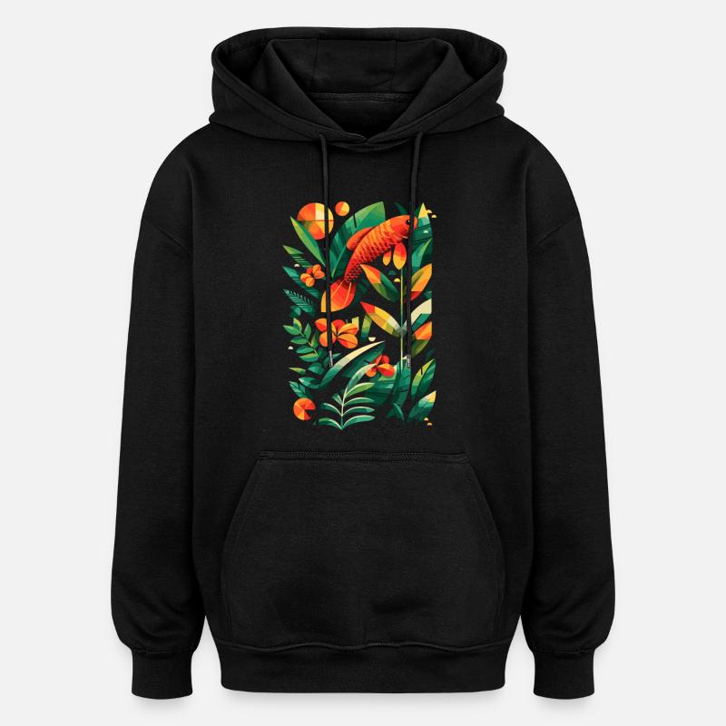 Fischerei Grafik - Oversized Unisex Hoodie - Schwarz