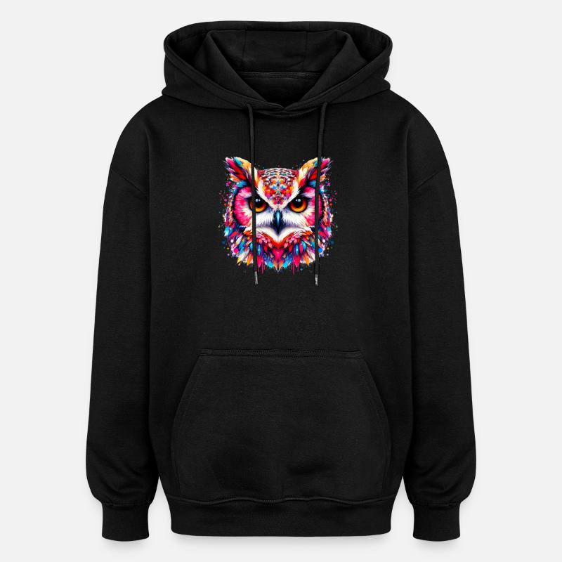 Hibou - Sweat à capuche oversize unisexe - noir