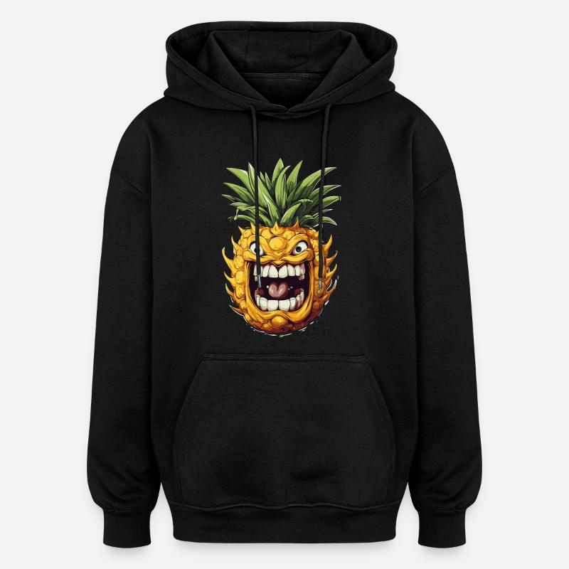 Funny Pineapple Fruit - Oversized Unisex Hoodie - black