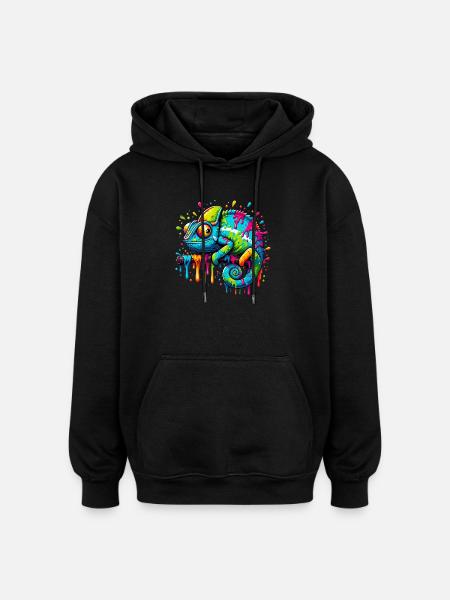 Caméléon - Sweat à capuche oversize unisexe - noir