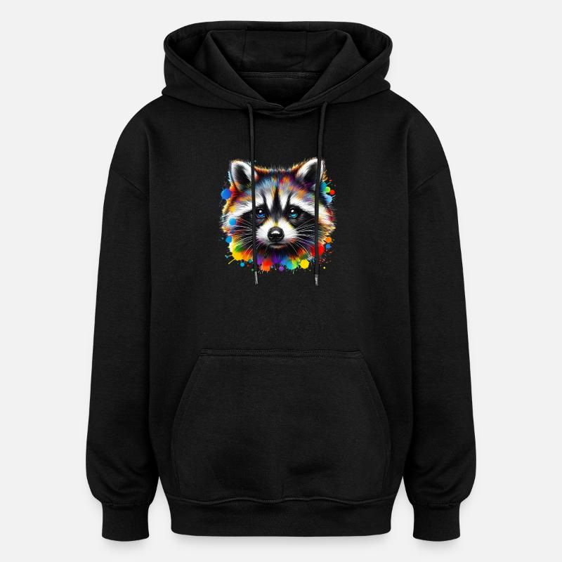 Waschbär - Oversized Unisex Hoodie - Schwarz