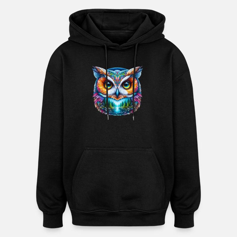 Hibou - Sweat à capuche oversize unisexe - noir