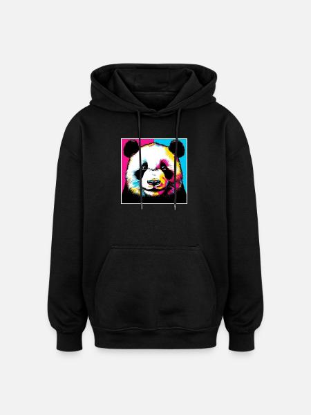 Panda - Oversized Unisex Hoodie - Schwarz