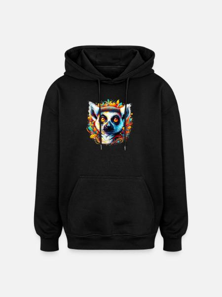 Lémurien - Sweat à capuche oversize unisexe - noir