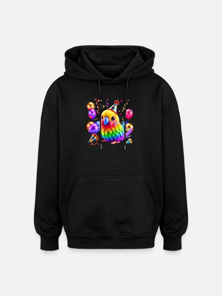Bunter Party Papagei - Oversized Unisex Hoodie - Schwarz