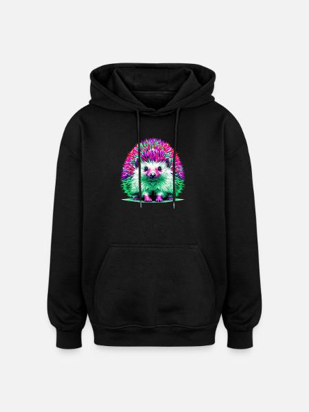 Hérisson - Sweat à capuche oversize unisexe - noir