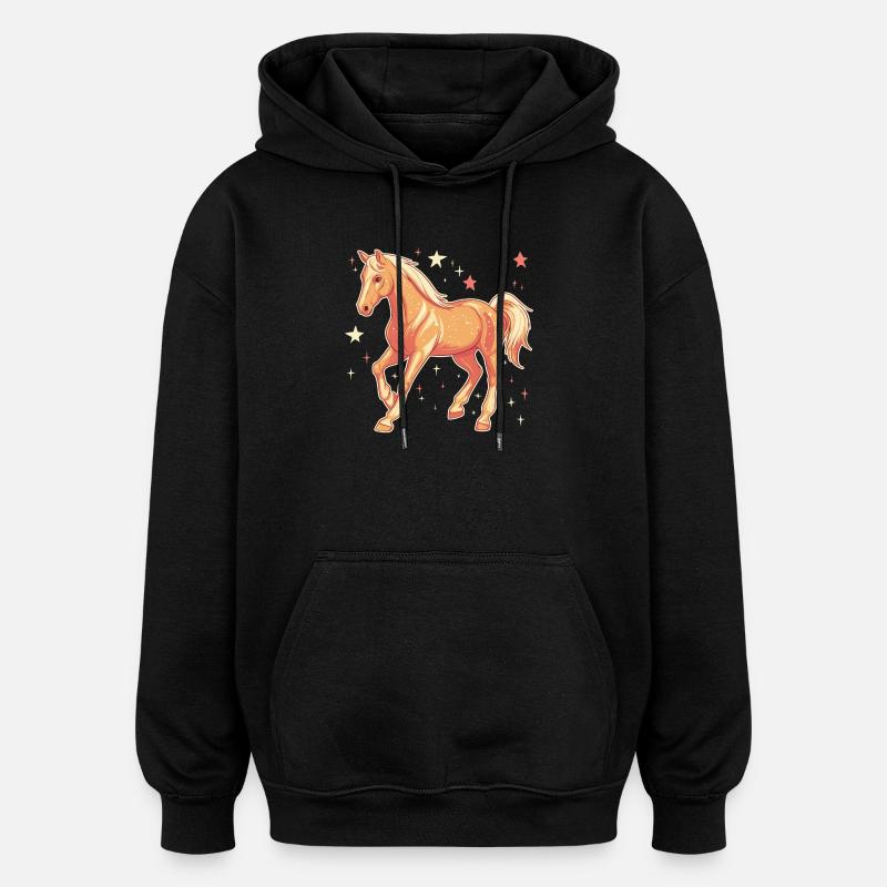 Pferd mit Sternen - Oversized Unisex Hoodie - Schwarz