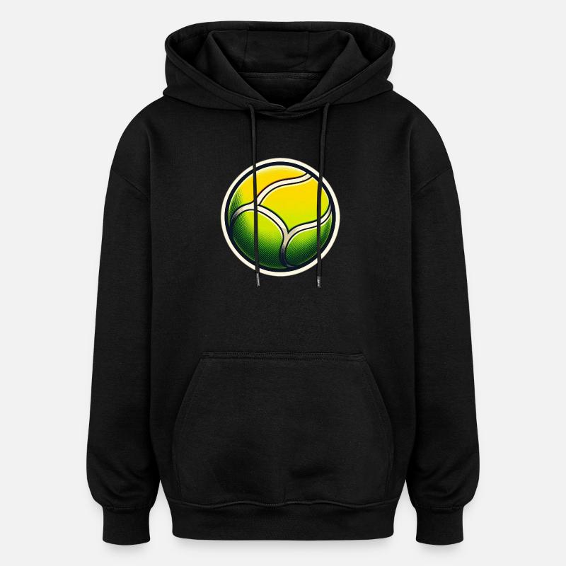Balle de tennis Vert Jaune - Sweat à capuche oversize unisexe - noir
