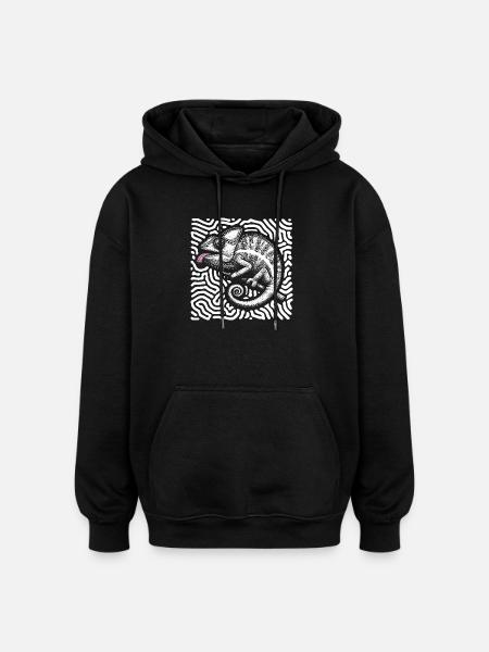 Chameleon pastel tribal art - Oversized Unisex Hoodie - black