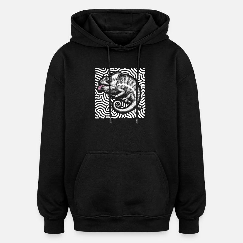 Chamäleon Pastell Stammeskunst - Oversized Unisex Hoodie - Schwarz