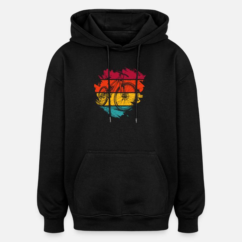 Rétro Vélo Vague Design Abstrait - Sweat à capuche oversize unisexe - noir