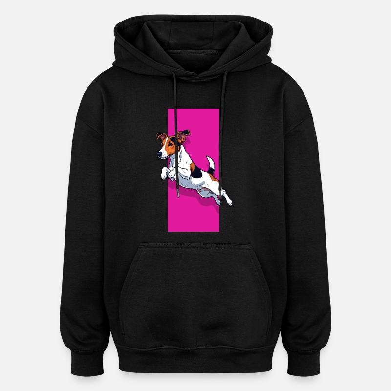 Jack Russell Terrier Tourbillon - Sweat à capuche oversize unisexe - noir